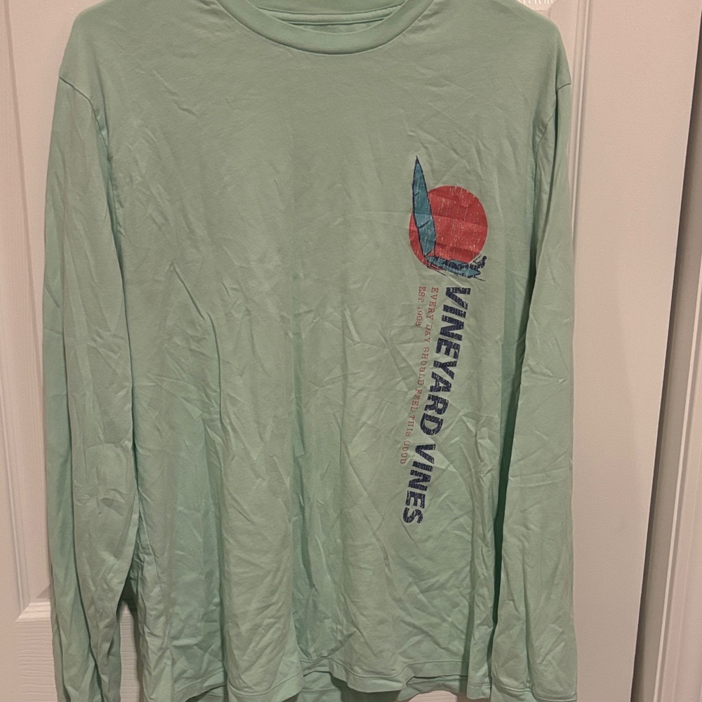Vineyard Vines long-sleeve pocket t-shirt in seafoam green